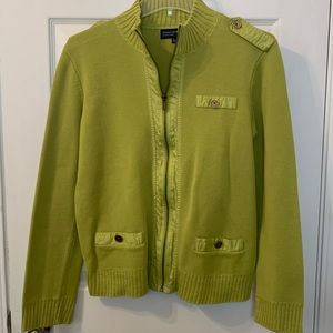 Pea green zipper cardigan